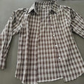 SAPPHIRE GLITZ Brown & white plaid button-up shirt